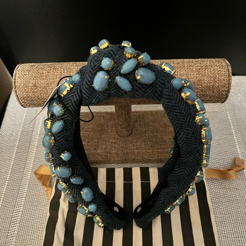LELE SADOUGHI NWT AUTHENTIC MIDNIGHT PEBBLE CABOCHON KNOTTED HEADBAND - Picture 14 of 16